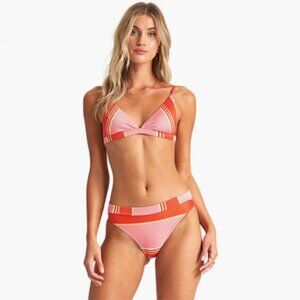 NWT Billabong striped high waisted high cut leg bikini bottom L